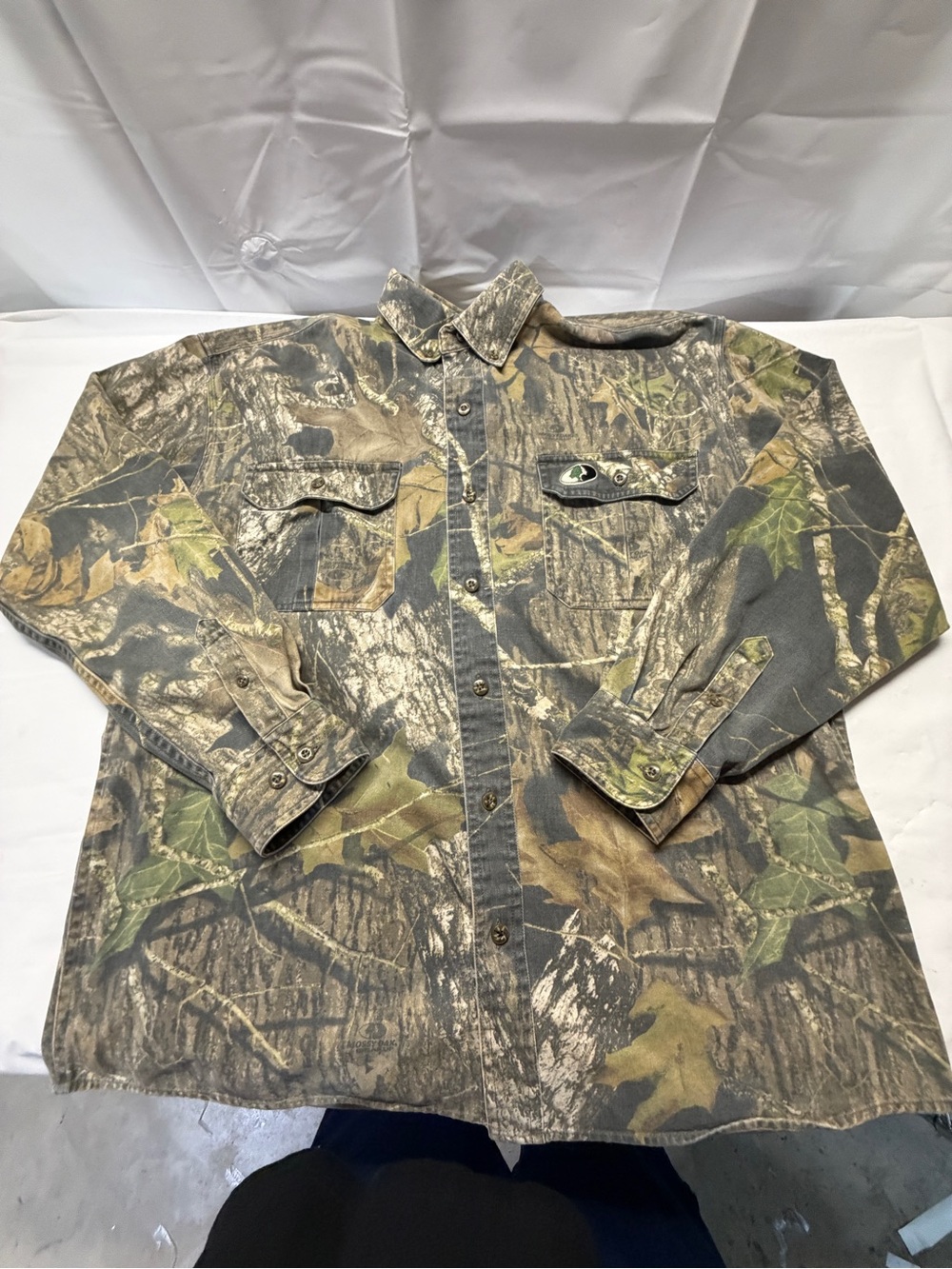 Mossy Oak Camo Button-Up Hunting Shirt Jacket - Green/Brown/Gray